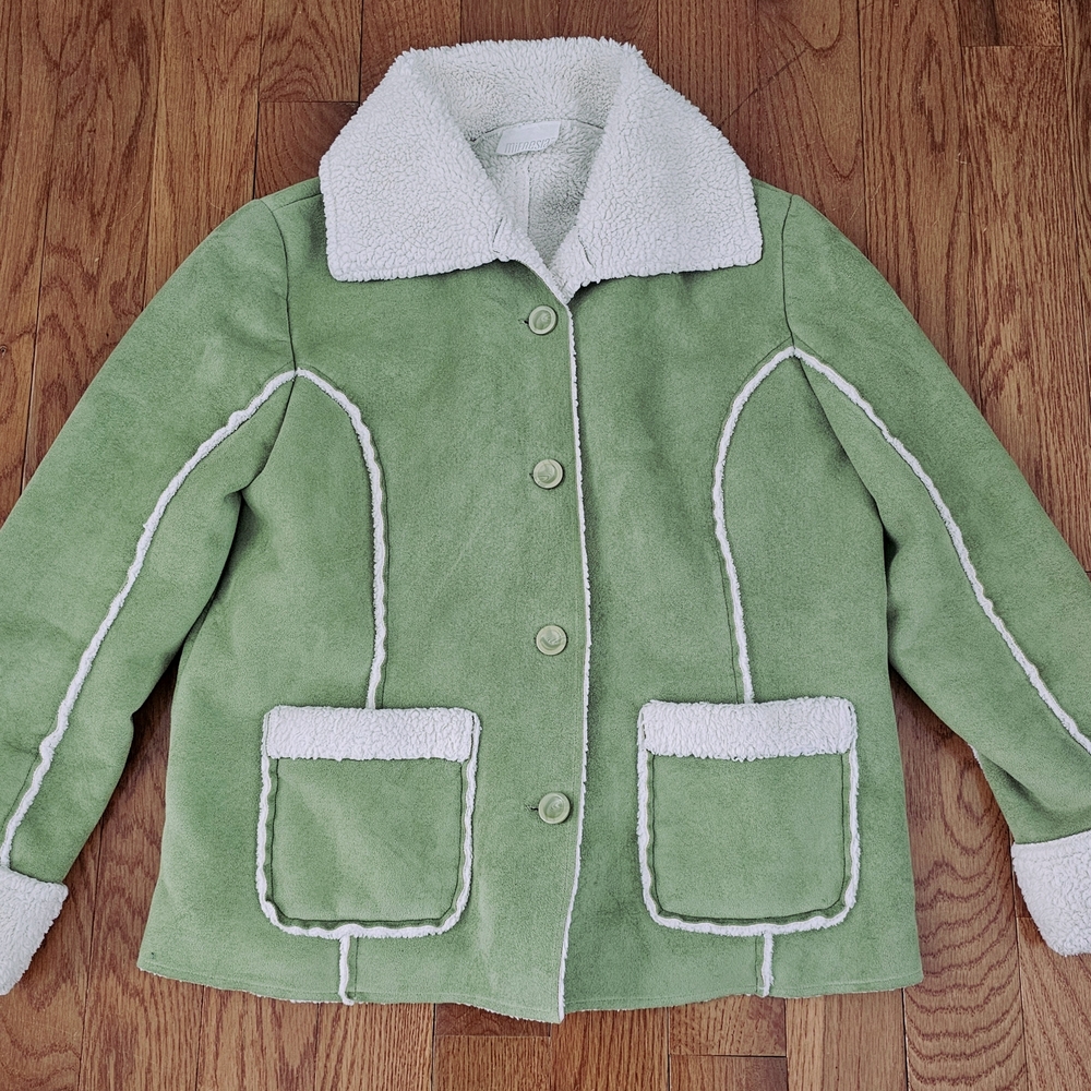 Light Green Cozy Women's Sherpa Jacket Size S